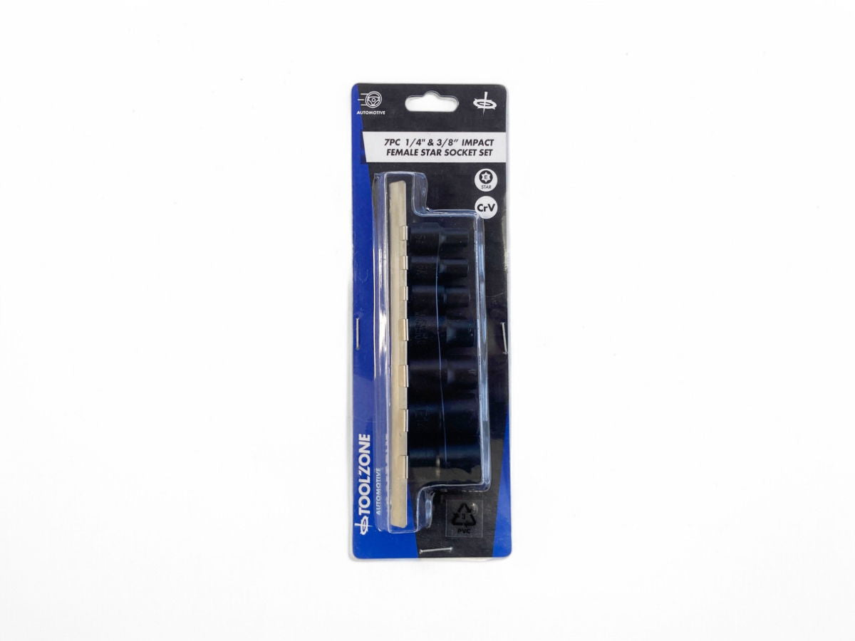 IMPACT E SOCKET SET 7 PIECES 1/4" AND 3/8" DRIVE CHROME VANADIUM - TOOLZONE KDPSS264