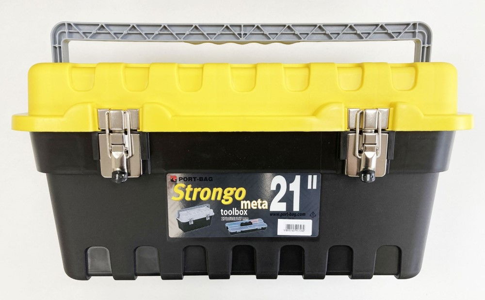 TOOLBOX STRONGO 21" HEAVY DUTY WITH METAL CLASPS AND CARRY TRAY - TOOLZONE KDPTB087