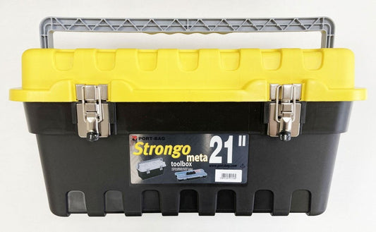TOOLBOX STRONGO 21" HEAVY DUTY WITH METAL CLASPS AND CARRY TRAY - TOOLZONE KDPTB087
