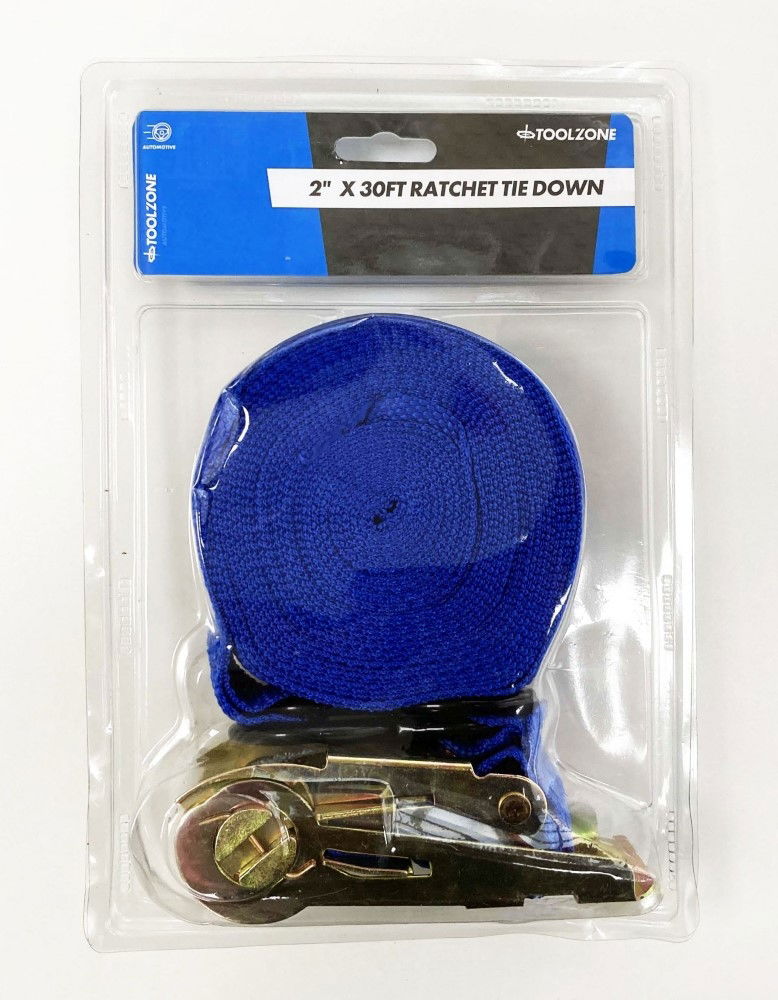 RATCHET TIE DOWN 2" x 30ft 1500lb CAPACITY - TOOLZONE KDPTD033