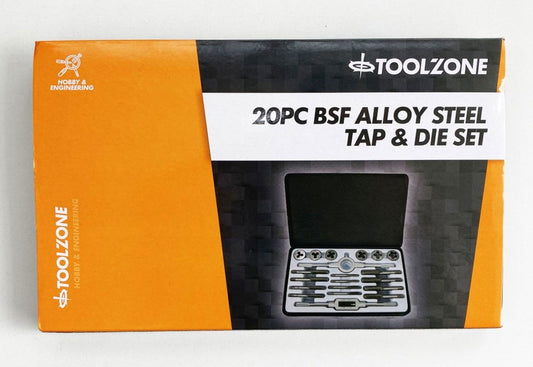 TAP AND DIE SET BSF 20 PIECE 3/16"-1/2" TUNGSTEN ALLOY STEEL - TOOLZONE KDPTP098
