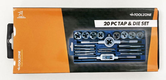 TAP AND DIE SET 20 PIECE CARBON STEEL METRIC M3-M12 - TOOLZONE KDPTP101