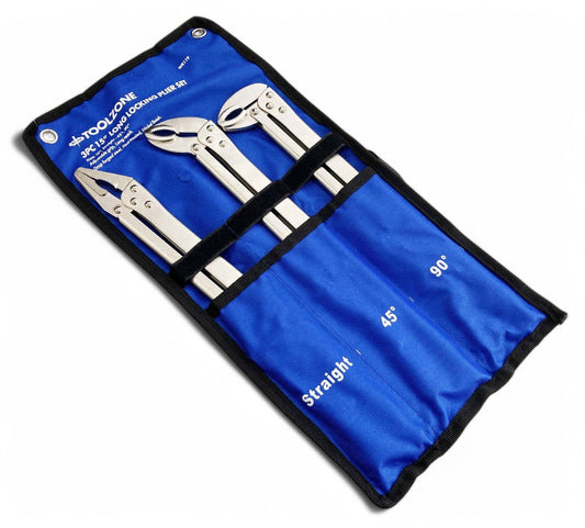 LOCKING PLIER SET 3 PIECE 15" STRAIGHT 45 DEGREE 90 DEGREE - TOOLZONE KDPWR119