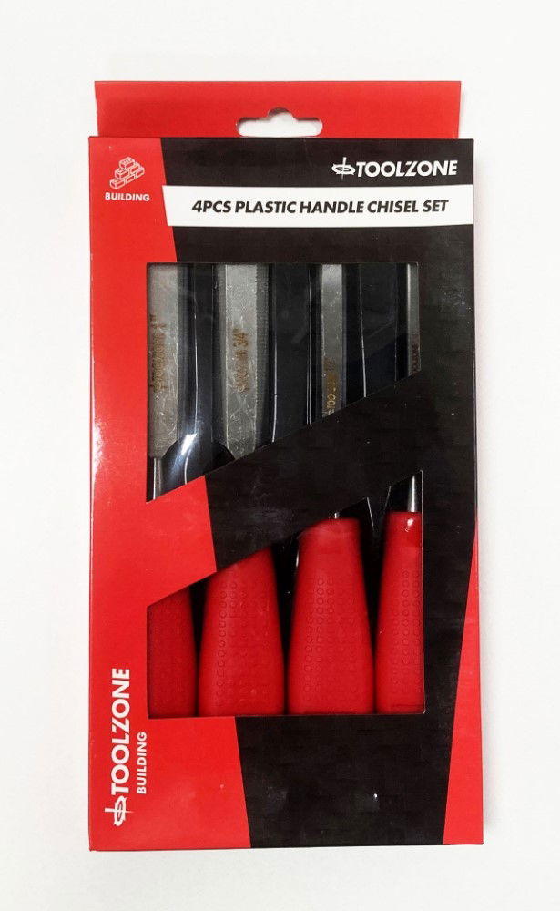 CHISEL SET PLASTIC HANDLE 4PC 1/4", 1/2", 3/4", 1" - TOOLZONE KDPWW040