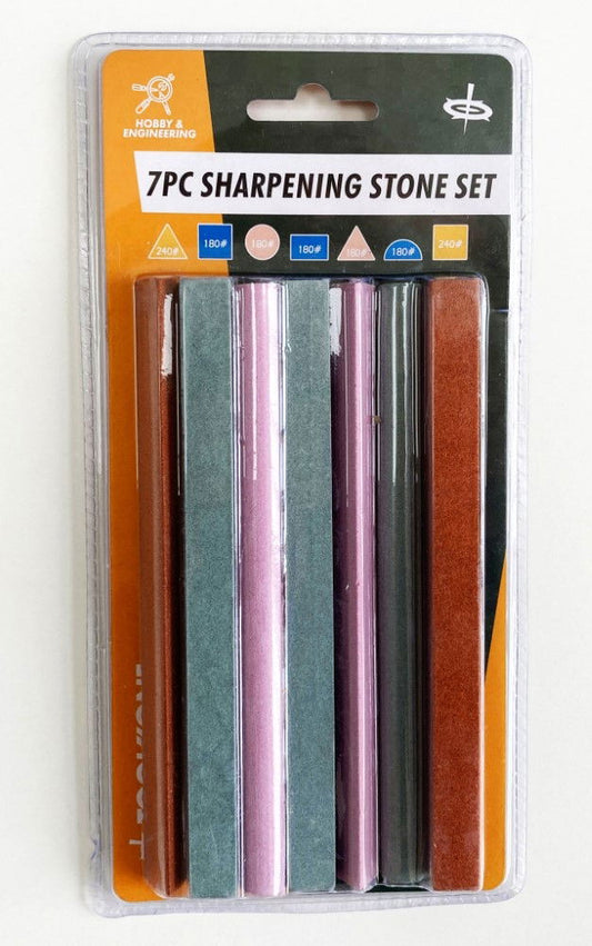 SHARPENING STONE SET 7PC 6" 180 AND 240 GRIT MIXED SHAPES - TOOLZONE KDPWW068