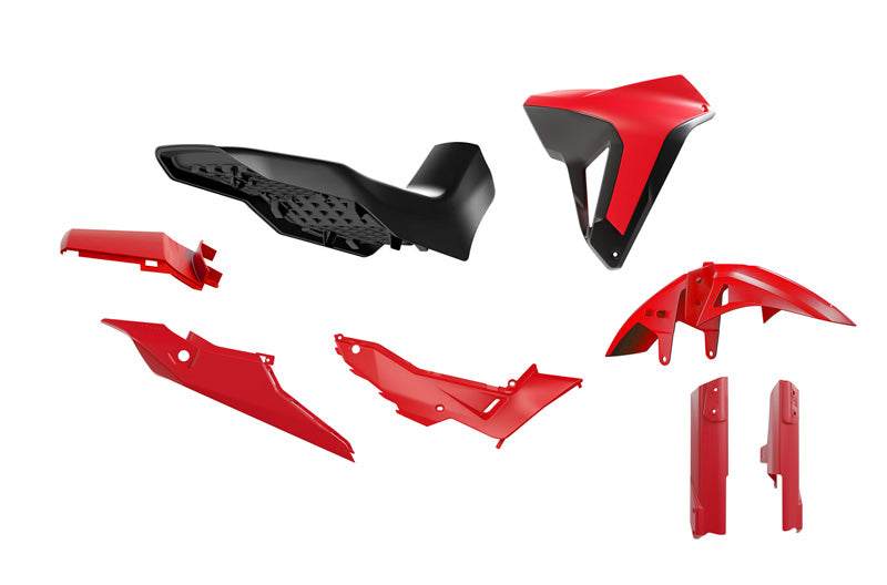 PLASTIC KIT WITH SEAT TRANSALP 750 R-TECH RED BLACK R-KITALP-RS0-024