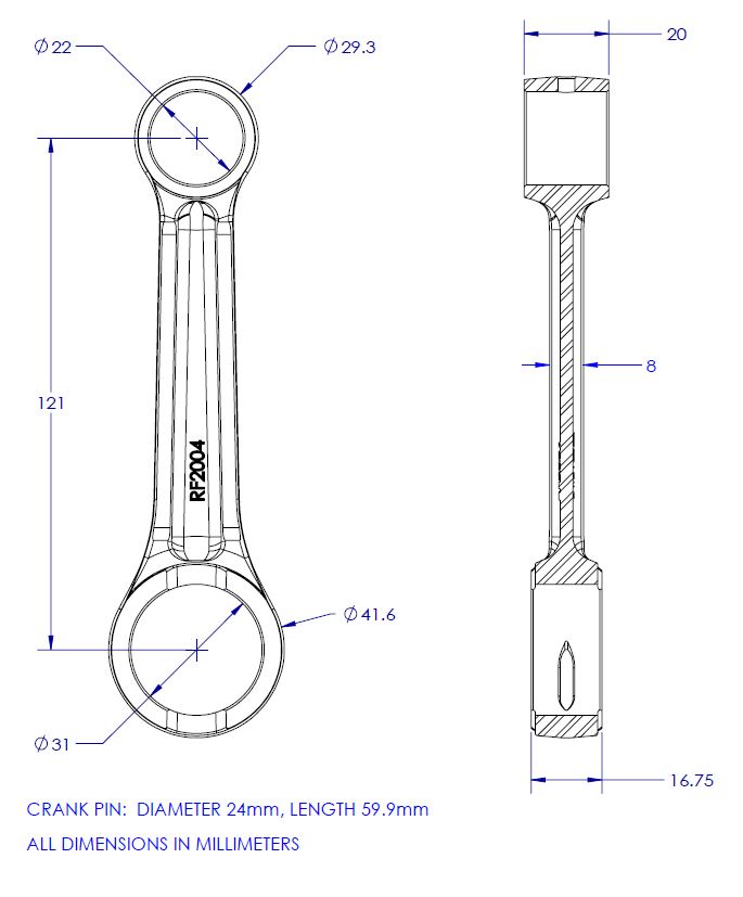 Vintco Connecting Rod Kit for (1977-1984) Honda FL250