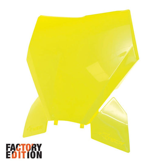 FACTORY FRONT NUMBER PLATE 2023 SX/SX-F KTM NEON YELLOW, RTECH R-TBKTMGF0093