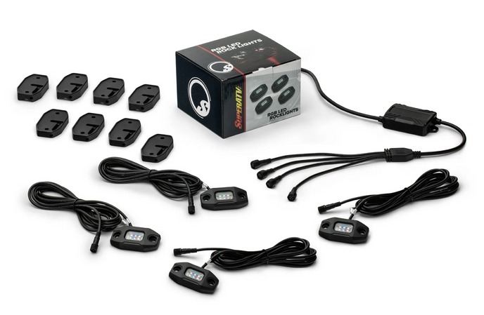 RGB ROCK LIGHT UNDER GLOW KIT 4 LEDS FLAT MOUNTED