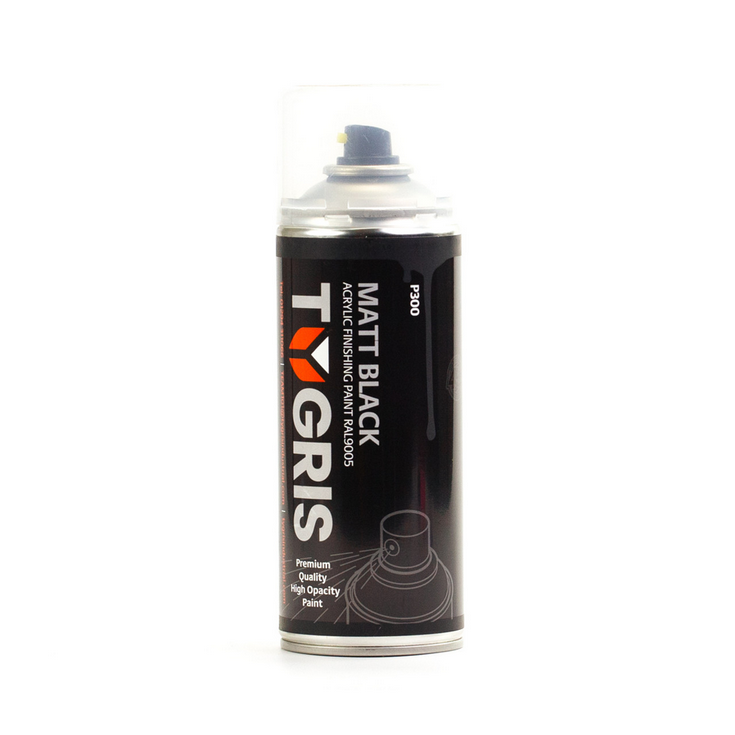 TYGRIS MATT BLACK AEROSOL SPRAY PAINT 400ML ACRYLIC RAL9005