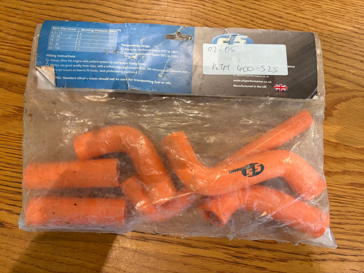 KTM EXC 400 525 2002-2006 SFS Performance Silicone Hoses Orange