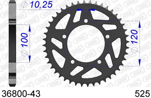 AFAM REAR ALU 43T, 525 AF53680043