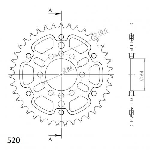 SUPERSPROX SUPERSPROX REAR STEALTH 39T, GOLD, 520 SU6182639G