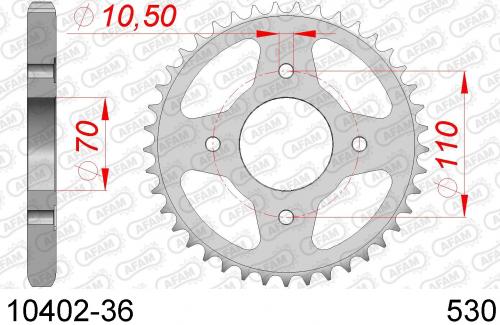 AFAM REAR STEEL 36T, 530 AF21040236