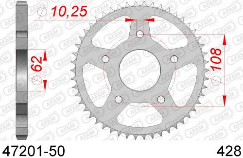 AFAM REAR STEEL 50T, 428 AF24720150