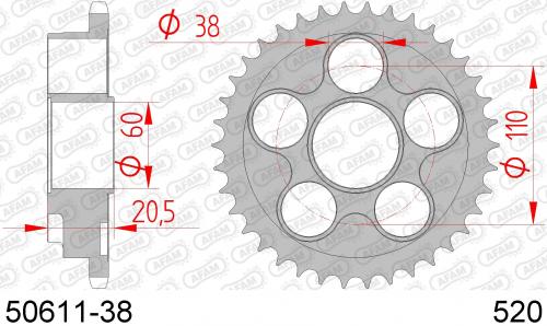 AFAM REAR STEEL 38T, 520 AF25061138