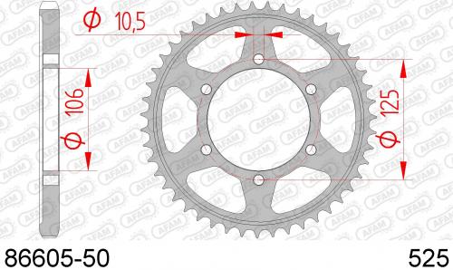 AFAM REAR STEEL 50T, 525 AF28660550