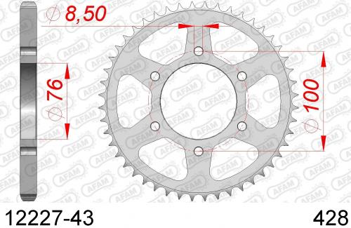 AFAM REAR STEEL 43T, 428 AF21222743