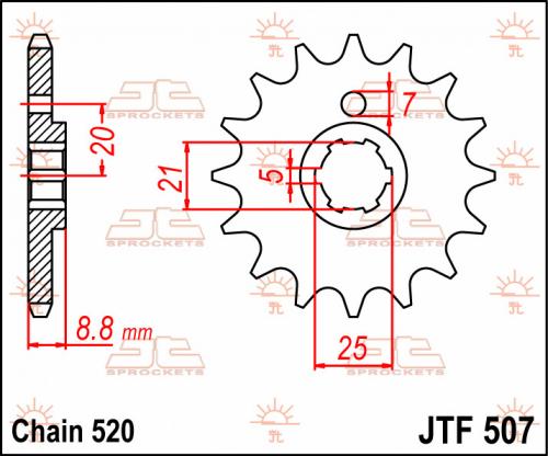 JT SPROCKETS FRONT STEEL 13T, 520 JTF050713