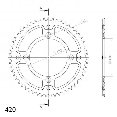 SUPERSPROX SUPERSPROX REAR STEALTH 52T, GOLD, 420 SU620952G