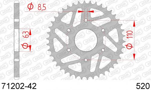AFAM REAR STEEL 42T, 520 AF27120242