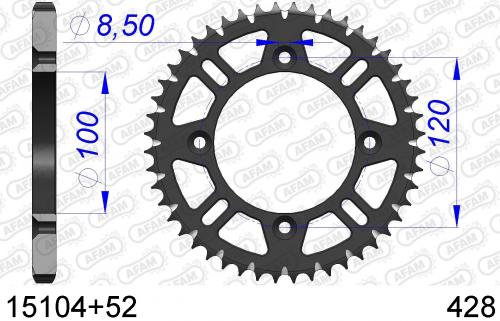 AFAM REAR ALU 52T, 428 AF51510452