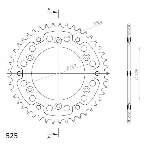 SUPERSPROX SUPERSPROX REAR STEALTH 43T, RED, 520 SU621043R