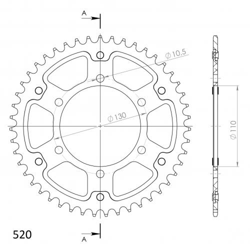 Supersprox Stealth rear sprocket 45T 520 pitch Gold 300R Ninja 2013–2026 RST-486:45-GLD