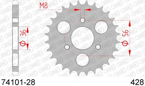 AFAM REAR STEEL 28T, 428