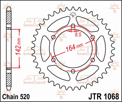 JT SPROCKETS REAR STEEL 46T, 520 JTR106846