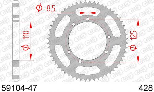 AFAM REAR STEEL 47T, 428 AF25910447
