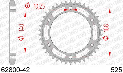 AFAM REAR STEEL 42T, 525 AF26280042