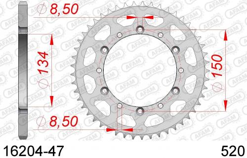 AFAM REAR STEEL 47T, 520 AF21620447