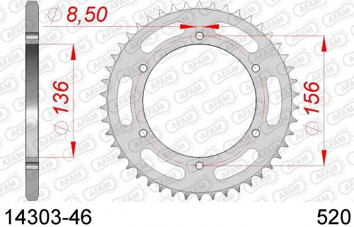 AFAM REAR STEEL 46T, 520 AF21430346