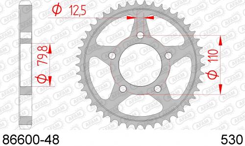 AFAM REAR STEEL 48T, 530 AF28660048