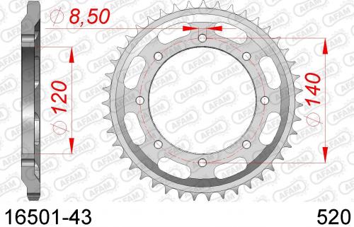 AFAM REAR STEEL 43T, 520 AF21650143