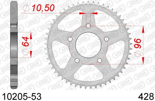 AFAM REAR STEEL 53T, 428 AF21020553