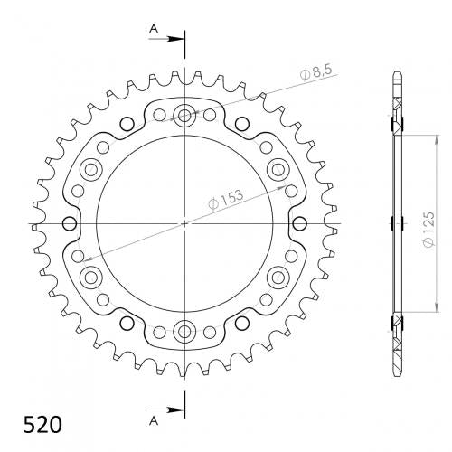 SUPERSPROX SUPERSPROX REAR STEALTH 40T, RED, 520 SU621040R