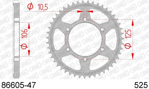 AFAM REAR STEEL 47T, 525 AF28660547