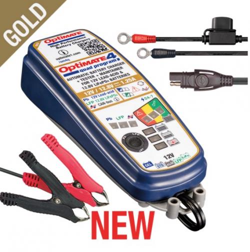 TECMATE OPTIMATE 4 QUAD PROGRAM 12V BATTERY CHARGER GOLD