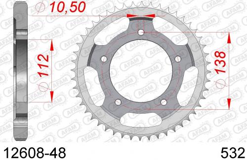 AFAM REAR STEEL 48T, 532 AF21260848