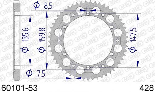 AFAM REAR ALU 53T, 428 AF56010153