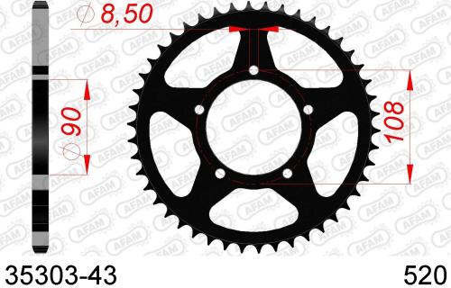 AFAM REAR STEEL 43T, 520 AF23530343