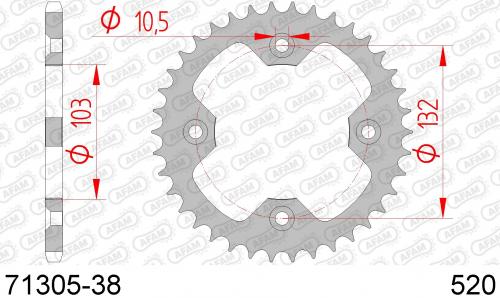 AFAM REAR STEEL 38T, 520 AF27130538