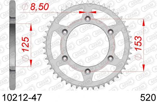 AFAM REAR STEEL 47T, 520 AF21021247