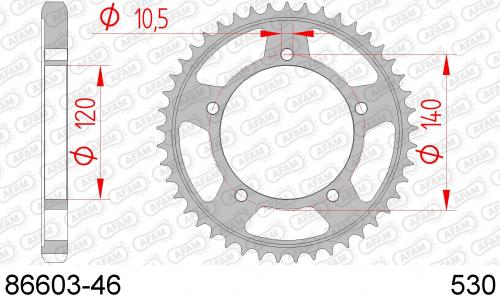 AFAM REAR STEEL 46T, 530 AF28660346