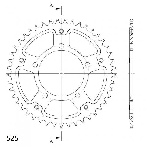 SUPERSPROX SUPERSPROX REAR ALU 45T, BLACK, 525 SU270245B