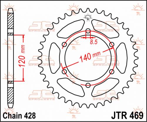 JT SPROCKETS REAR STEEL 44T, 428 JTR046944