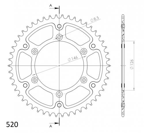 SUPERSPROX SUPERSPROX REAR STEALTH 51T, BLUE, 520 SU680851D