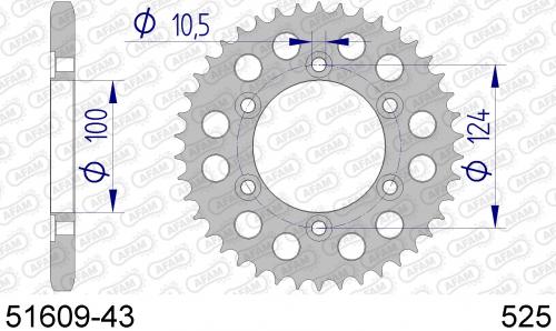 AFAM REAR ALU 43T, 525 AF55160943